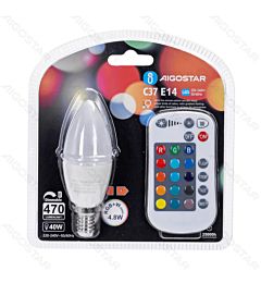 LAMPADINA LED C37 E14 4.8W - LUCE RGB CON TELECOMANDO