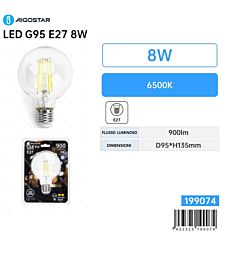 Lampadina LED G95 E27 8W - Luce Fredda 900lm