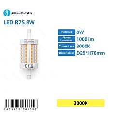 LAMPADINA LED R7S 8W - LUCE CALDA 1000LM - 78MM