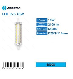 LAMPADINA LED R7S 16W - LUCE FREDDA 2100LM - 118MM