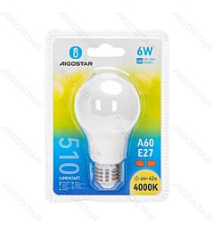 LAMPADINA LED A60 E27 6W - LUCE NEUTRA - 510LM