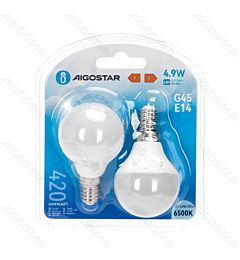 MINI GLOBO LED G45 E14 4.9W - LUCE FREDDA 420LM - 2PZAigostar