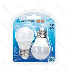 MINI GLOBO LED G45 E27 4.9W - LUCE FREDDA 420LM - 2PZ
