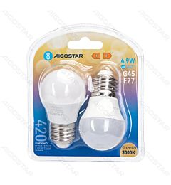 MINI GLOBO LED G45 E27 4.9W - LUCE CALDA 420LM - 2PZAigostar