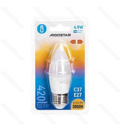 LAMPADINE LED C37 E27 4.9W - LUCE CALDA - 420LM