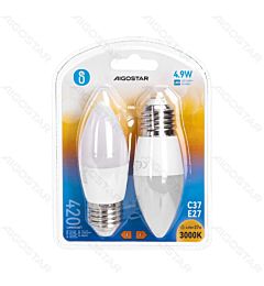 LAMPADINE LED C37 E27 4.9W - LUCE CALDA 420LM - 2PZ