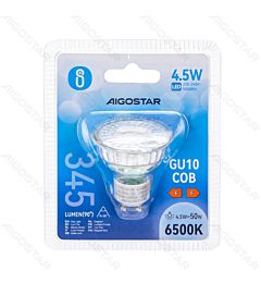 LED GU10 COB 4.5W - LUCE FREDDA 6500K - 345LMAigostar