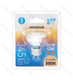 LED GU10 COB 4.5W - LUCE CALDO 3000K - 345LMAigostar