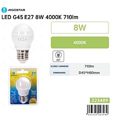 Lampadina LED G45 E27 8W - Luce Neutra 710lm