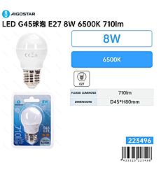 Lampadina LED G45 E27 8W - Luce Fredda 710lm