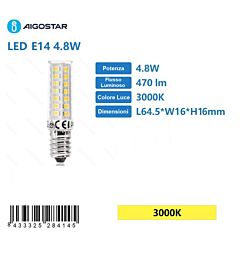 LAMPADINA LED E14 4.8W - LUCE CALDA - 470LM