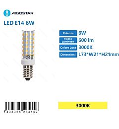 LAMPADINA LED E14 6W - LUCE CALDA - 600LM