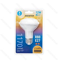 LAMPADINA LED R80 E27 12W - LUCE CALDA - 1170LM