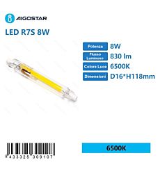 LAMPADINA LED R7S 8W - LUCE FREDDA 830LM - 118MM
