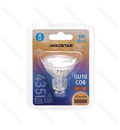 LED GU10 COB 6W - LUCE CALDA 3000K - 435LMAigostar