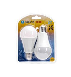LAMPADINA LED A60 E27 24W - LUCE CALDA 2490LM - 2 PZAigostar