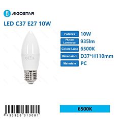 LAMPADINA LED C37 E27 10W - LUCE FREDDA - 935LM