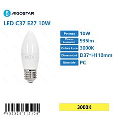 LAMPADINA LED C37 E27 10W - LUCE CALDA - 935LM