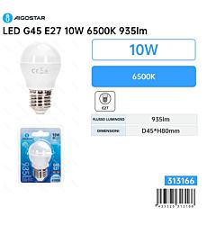 Lampadina LED G45 E27 10W - Luce Fredda 935lm