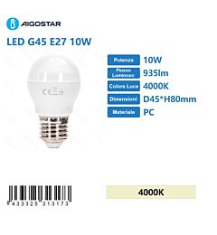 MINI GLOB LED G45 E27 10W - LUCE NEUTRA - 935LMAigostar