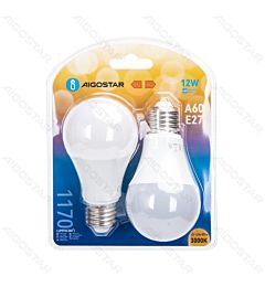 LAMPADINA LED A60 E27 12W - LUCE CALDA 1170LM - 2 PZAigostar