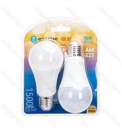 LAMPADINA LED A60 E27 15W - LUCE CALDA 1500LM - 2PZAigostar