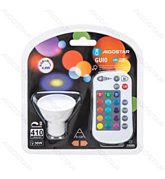 LED GU10 4.8W - LUCE RGB CON TELECOMANDO - 410LM