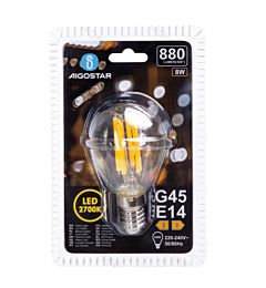 LAMPADINA LED G45 E14 8W - LUCE CALDA 2700K