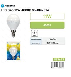 Lampadina LED G45 E14 11W - Luce Neutra 1060lm