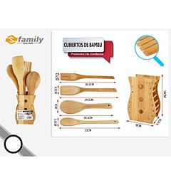 Sfamily Set 5 Mestoli in Bambù + Portamestoli