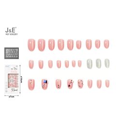 J&E UNGHIE FINTE CON DIAMANTE - ROSA 24PZ