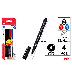 MP MARCATORE CD/DVD PUNTA FINE 0.4MM 4PZ 2*N/B/RMp