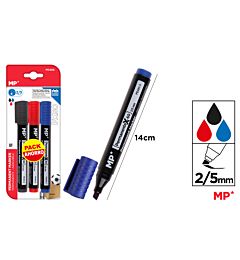 MP MARCATORE PERM PUNTA SCALPELLO 3PZ N/R/B