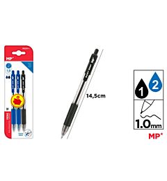 PENNE A SFERA A SCATTO BLU E NERO 3PZ MPMp