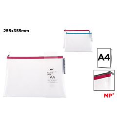 MP BUSTA TRASPARENTE EVA A4 CHIUSURA ZIP COL. ASS.