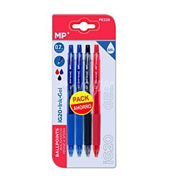 MP PENNA GEL 0.7MM B/N/R 4PZMp