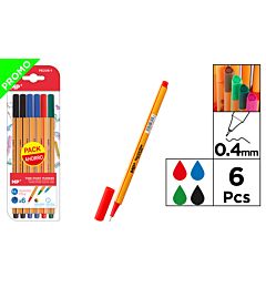 MP PENNARELLO PUNTA FINE 0.4MM 6PZ 2*N/2*B/R/VMp