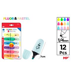 MP MINIEVIDENZIA OVAL 1-4MM 12PZ C.ASS PASTEL FLUO