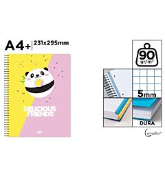 NOTEBOOK RIGIDO A4+ PANDA QUAD. 5MMMp