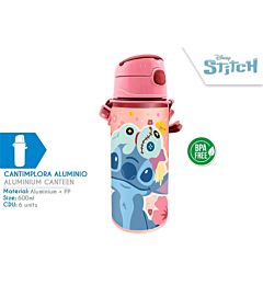 CANTIMPLORA ALUMINIO CON ASA 600ML STITCH CDU (6X8)Disney