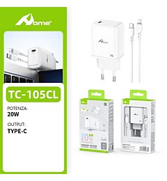 Set Caricatore 20W - 1 Porta USB C + Cavo Lightning