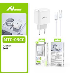 Set Caricatore 20W - 1 Posrta USB C + Cavo Type C