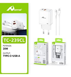 Set Caricatore 20W - 2 Porte USB A/C + Cavo LightningHome