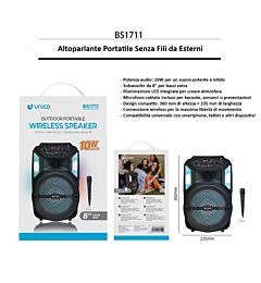 ALTOPARLANTE LED DA ESTERNI 10W BS1711 NERO AUDIO E ATMOSFERA OUTDOOR