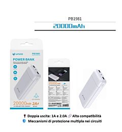 POWER BANK 20000 MAH 10W MODELLO A STRISCIA LUNGA PB1981