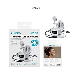 AURICOLARI BLUETOOTH TWS IN-EAR EP1721 BIANCHI SUONO WIRELESS COMPATTO