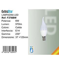 Lampadina LED a Candela E14 6W 570LM - Luce Calda 3000KExtrastar