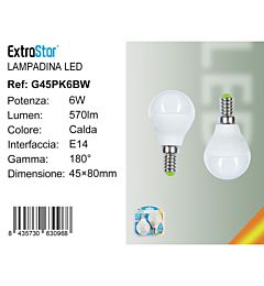 Lampadina LED E14 6W 570LM - Luce Calda 3000K - 2pzExtrastar