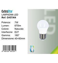 Lampadina LED E27 7W 670LM - Luce Naturale 4200KExtrastar