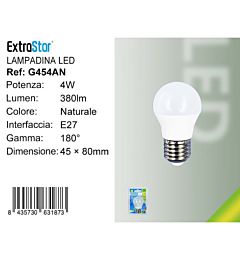 Lampadina LED E27 4W 380LM - Luce Naturale 4200KExtrastar